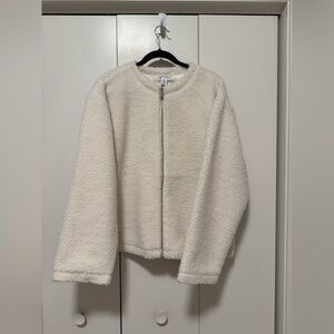 Calvin Klein Cream Sherpa Zip Jacket